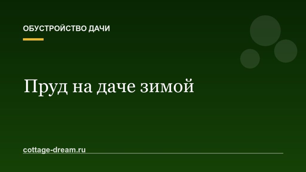 Пруд на даче зимой