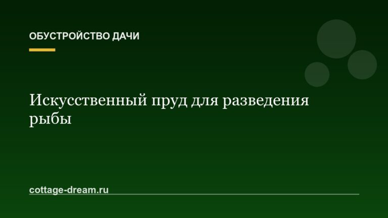 Искусственный пруд для разведения рыбы