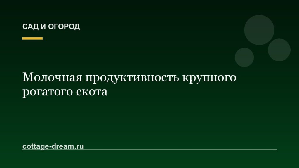 Молочная продуктивность крупного рогатого скота