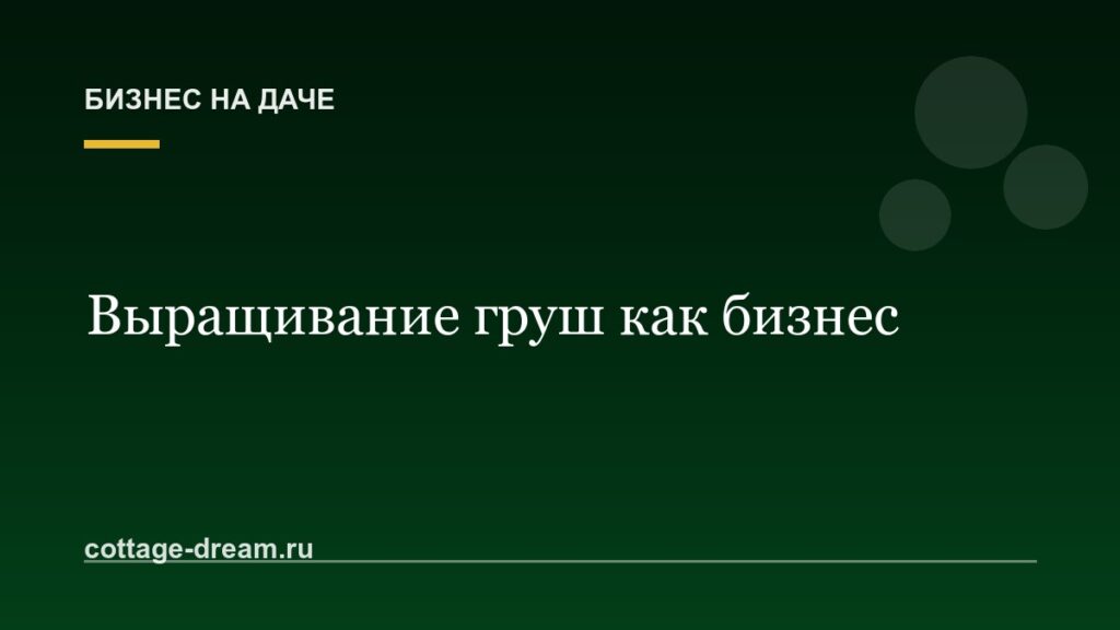 Выращивание груш как бизнес