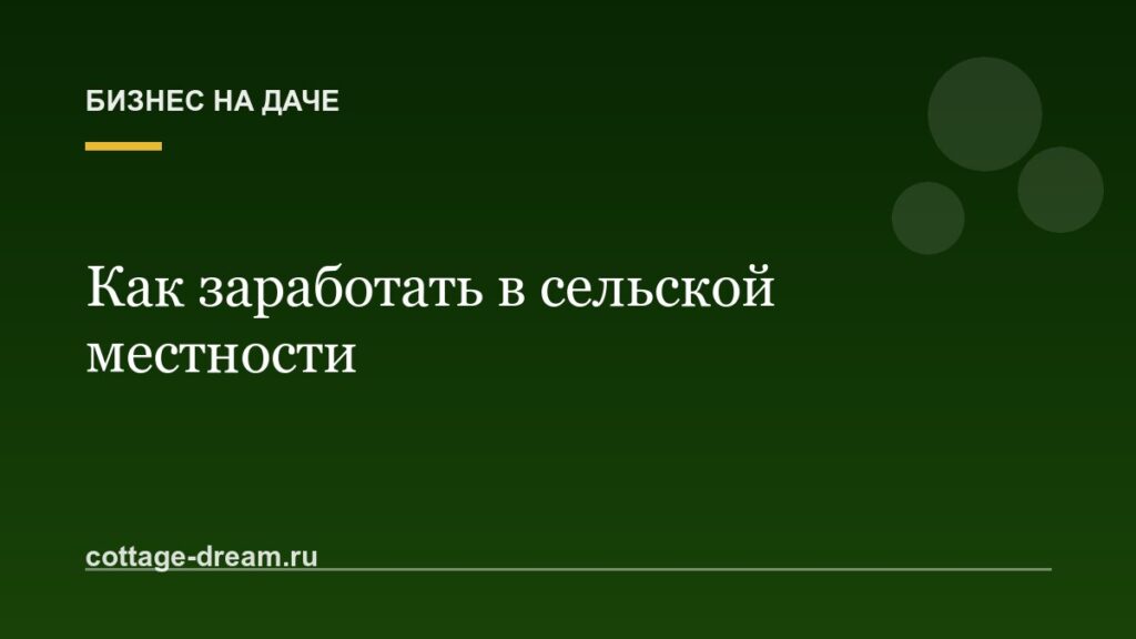 Как заработать в сельской местности