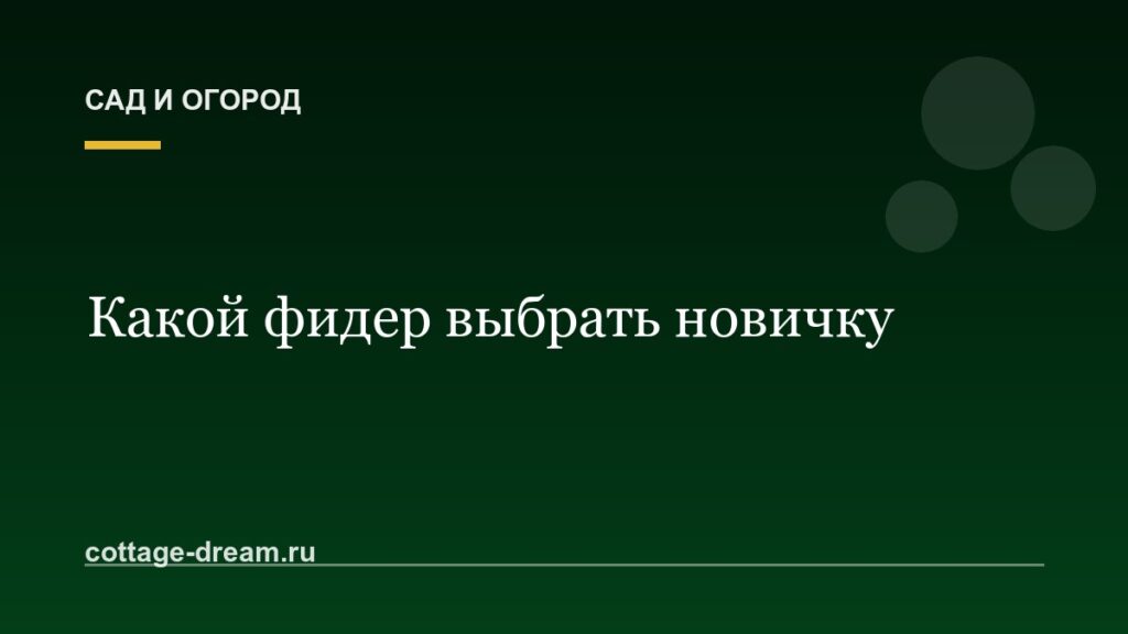Какой фидер выбрать новичку