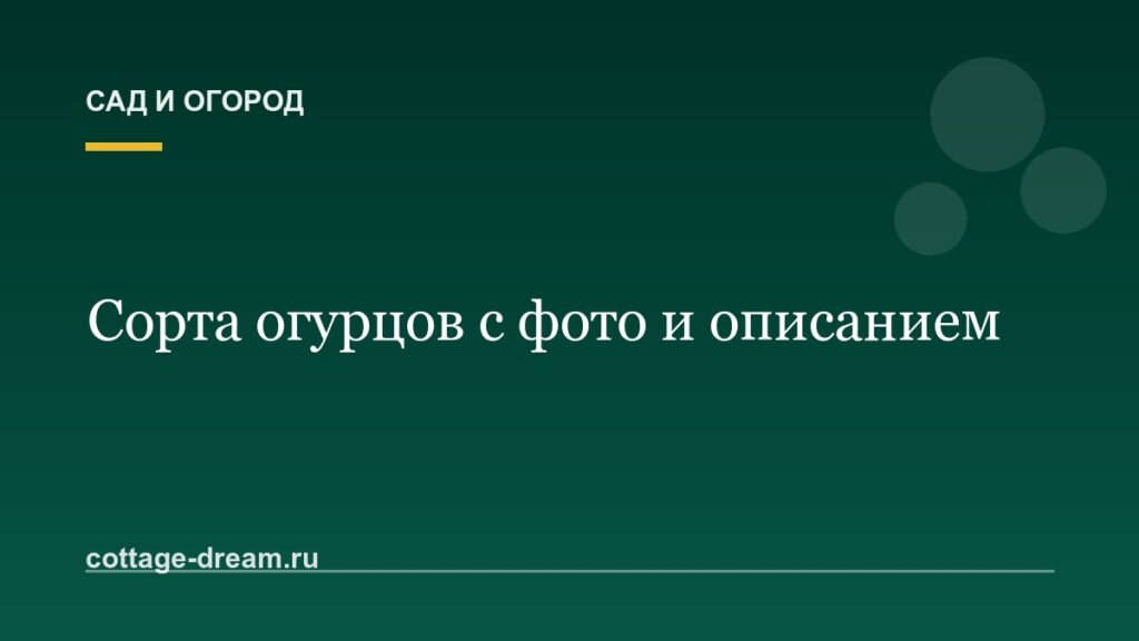 Сорта огурцов с фото и описанием