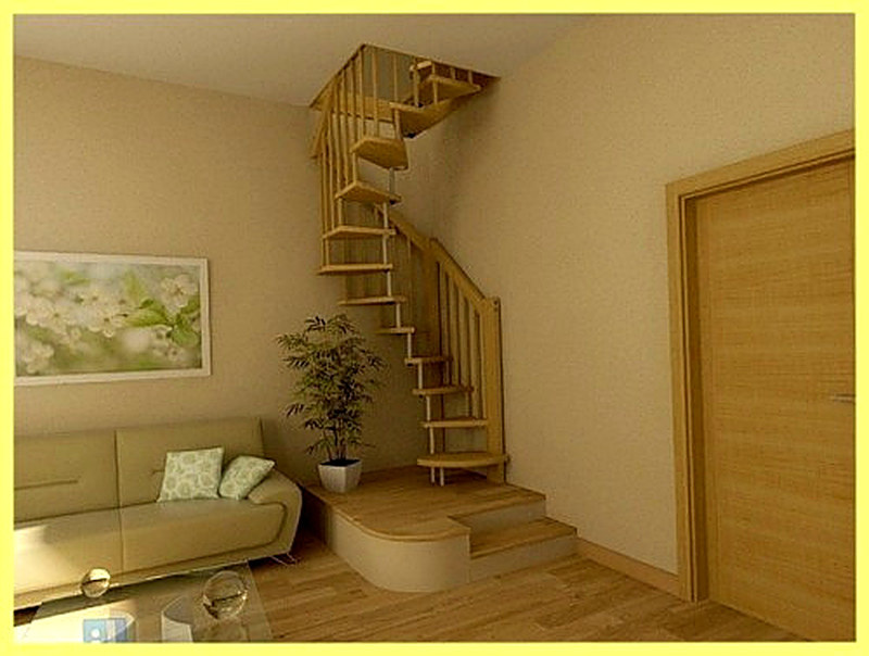 Винтовая деревянная лестница для дачи