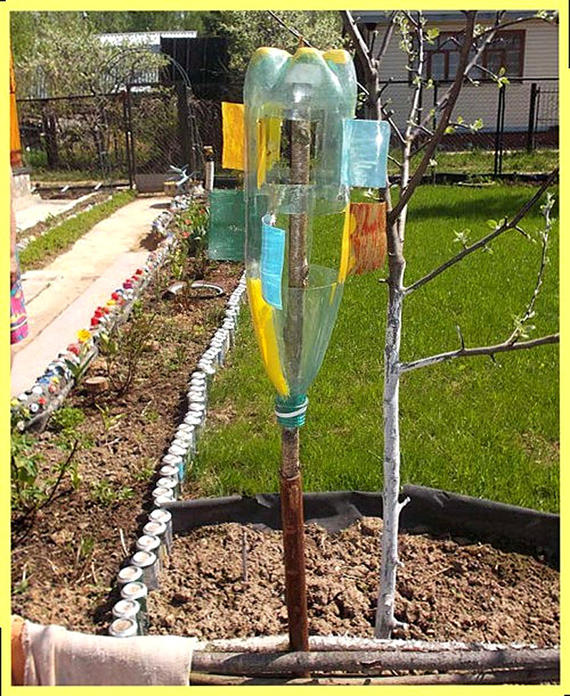 Трещалка от кротов из пластиковой бутылки