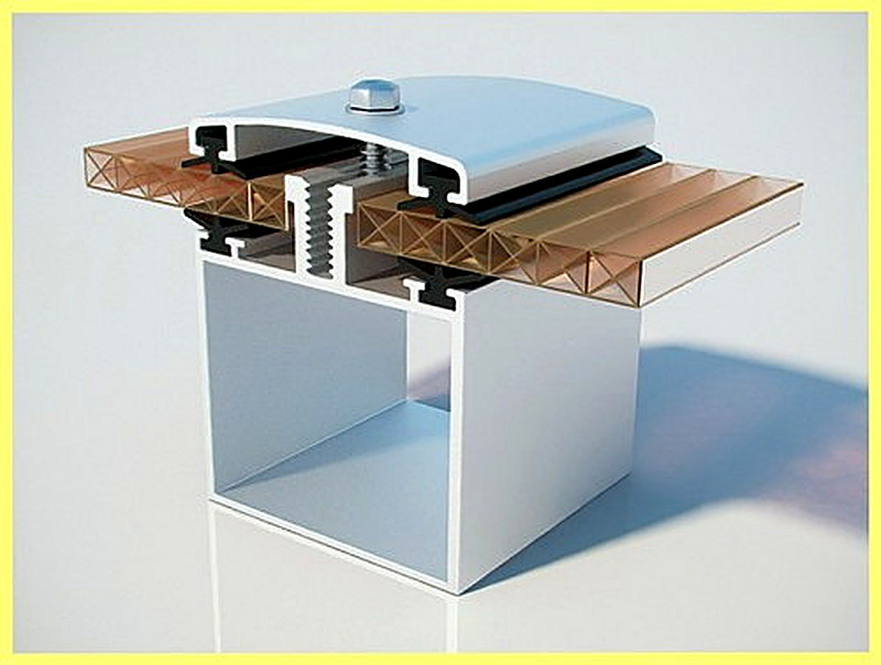 Крепление поликарбоната к металлическому каркасу