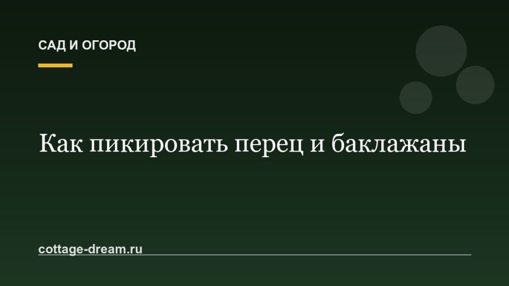 Как пикировать перец и баклажаны