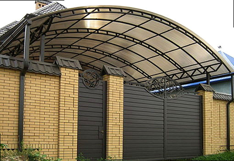 Навес из профнастила в виде арки фото