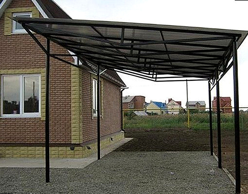 Односкатный навес из профнастила