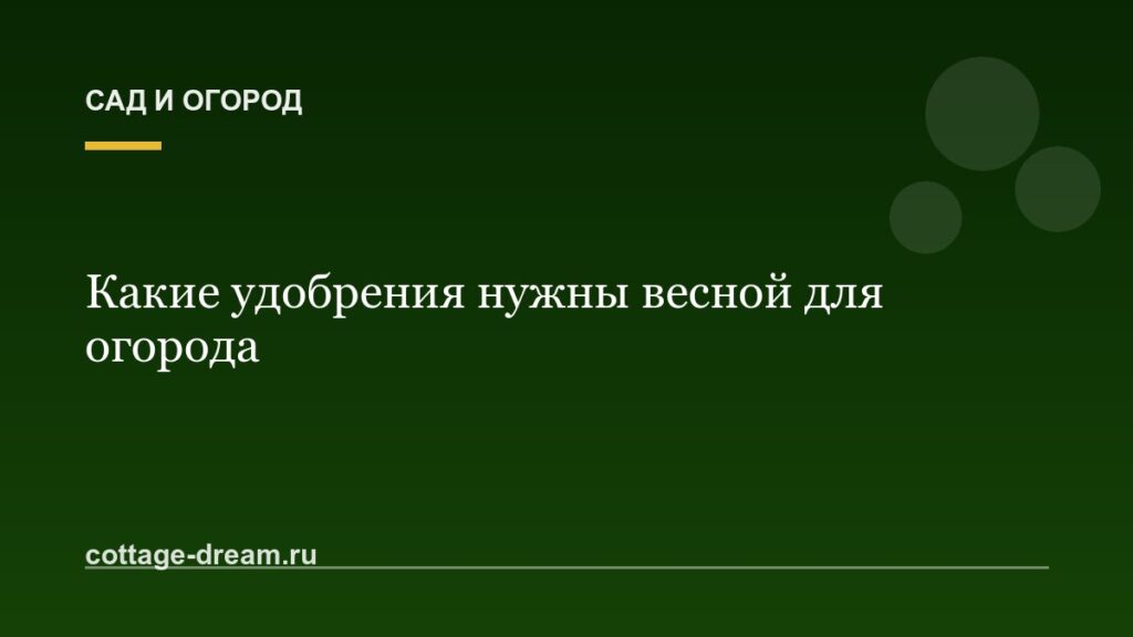 Какие удобрения нужны весной для огорода