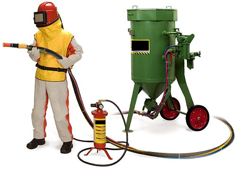 Очистка фасада пескоструйным аппаратом