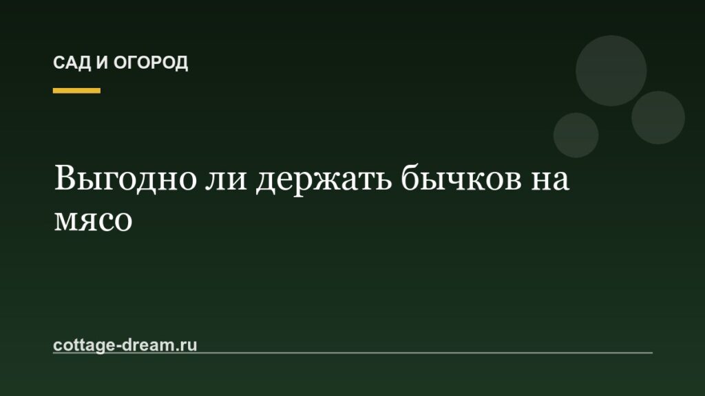 Выгодно ли держать бычков на мясо