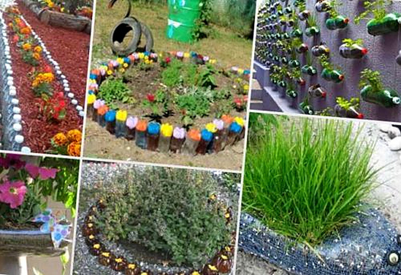 Ограждения для клумб из пластиковых бутылок своими руками