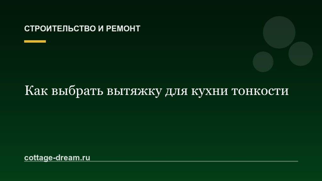 Как выбрать вытяжку для кухни тонкости