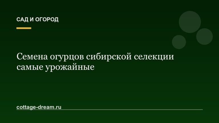Семена огурцов сибирской селекции самые урожайные