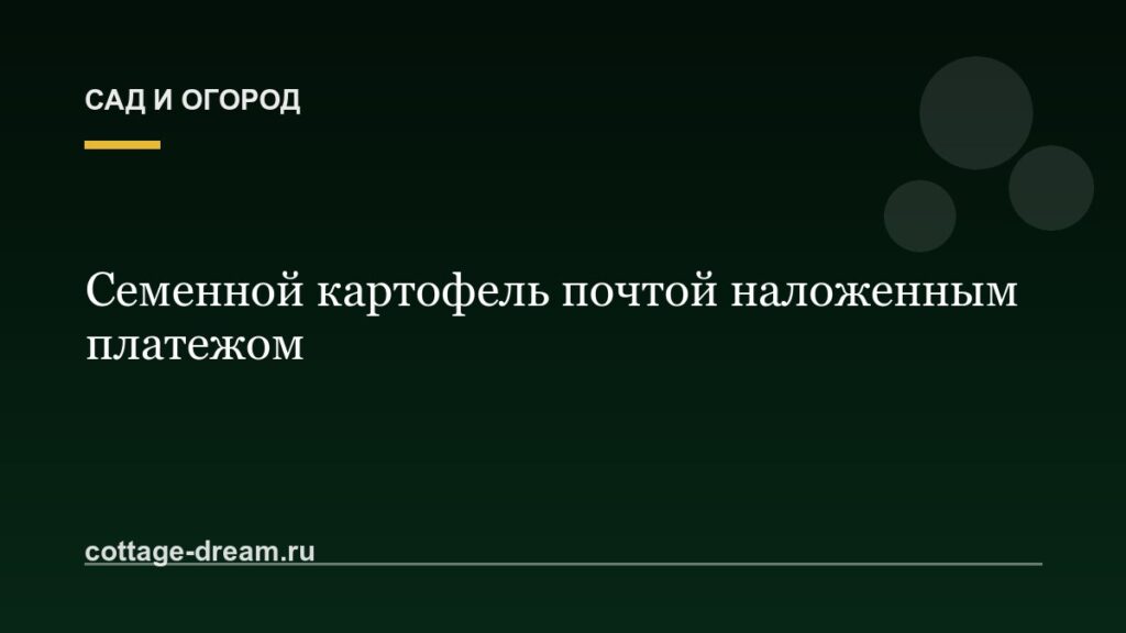 Семенной картофель почтой наложенным платежом