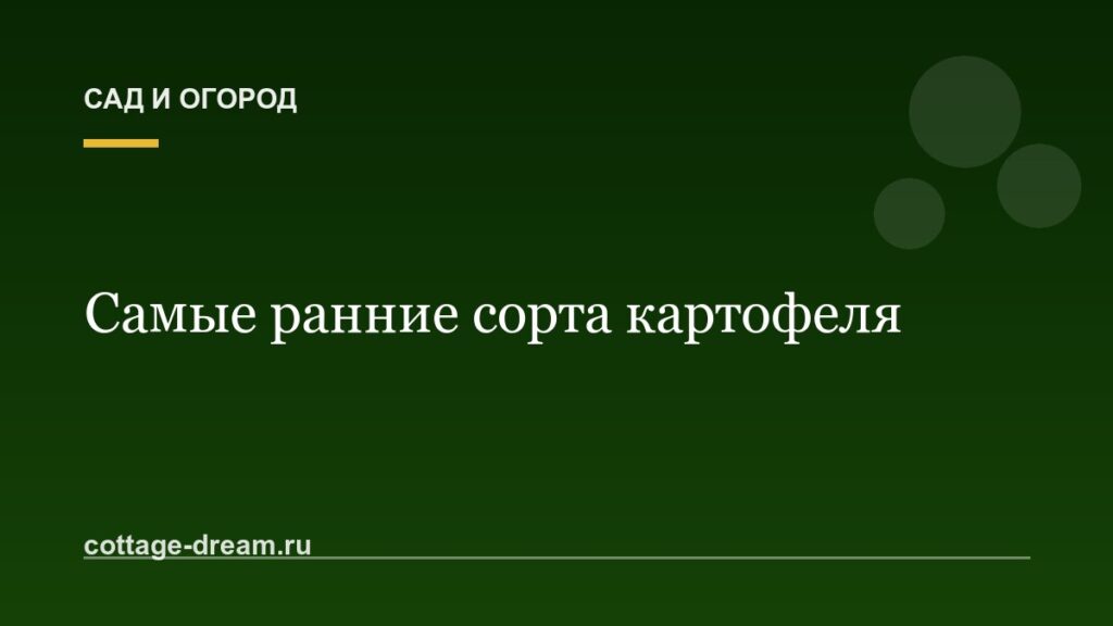 Самые ранние сорта картофеля