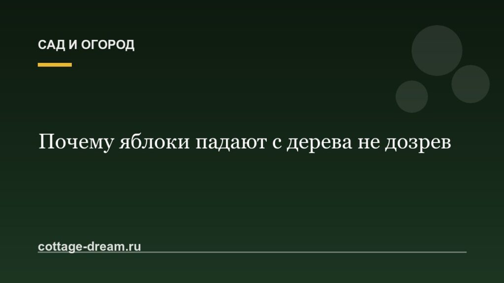 Почему яблоки падают с дерева не дозрев