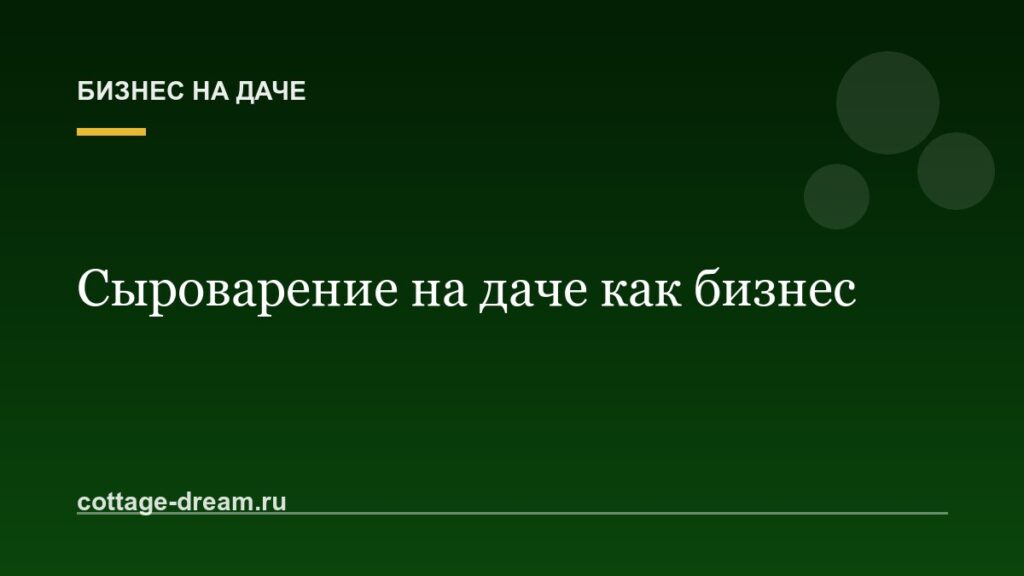 Сыроварение на даче как бизнес: с чего начать