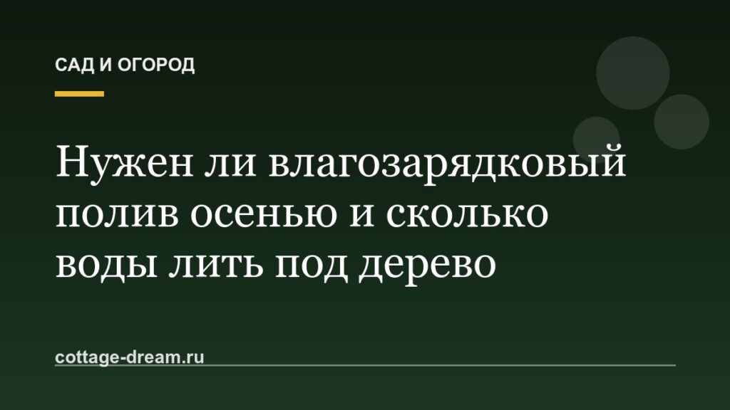 Нужен ли влагозарядковый полив осенью и сколько воды лить под дерево